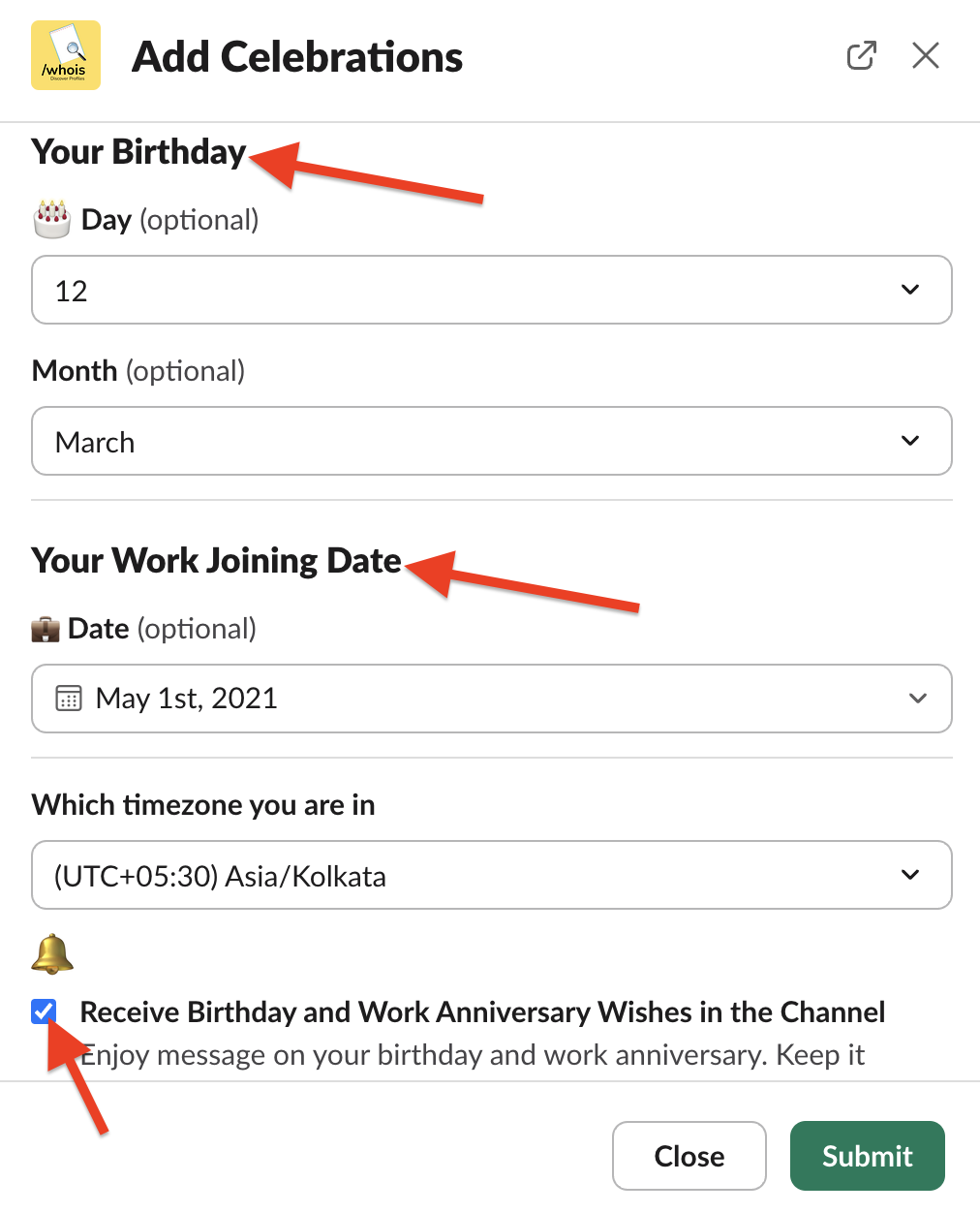 add celebrations
